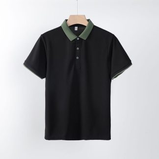 Men Fashion Casual Commuter Color Matching Short Sleeve Lapel POLO Shirt