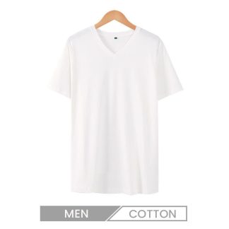 Summer Short-Sleeved Men V Neck Fashionable Black White Simple T-Shirt Custom